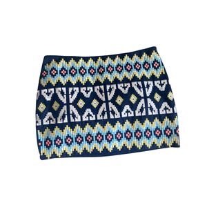 Boho Beautiful Tribal Indie Blue Beautiful Aztec Embroidered Mini Skirt